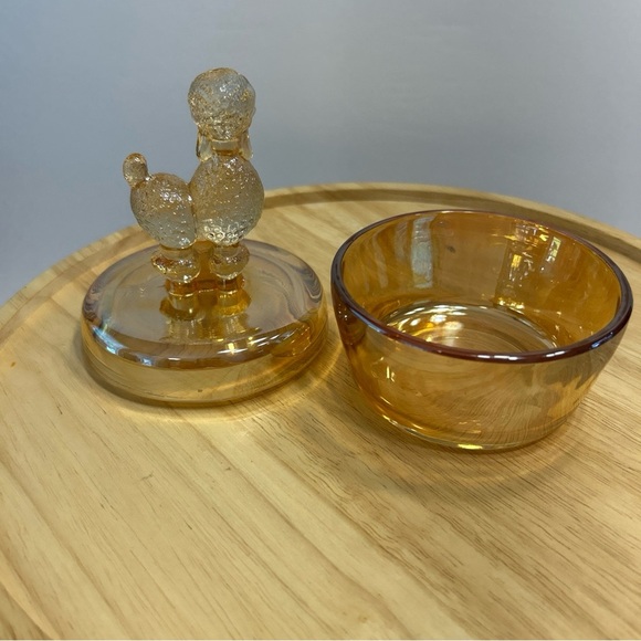 VTG Jeanette Carnival Glass Iridescent Poodle Dog Powder Box / Jar Trinket Dish - Picture 3 of 8